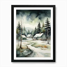 Winter Village Art Print