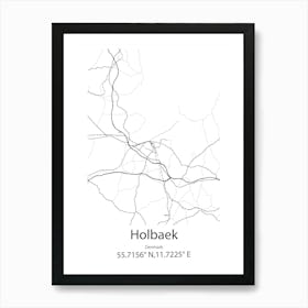 Holbaek,Denmark Minimalist Map Art Print