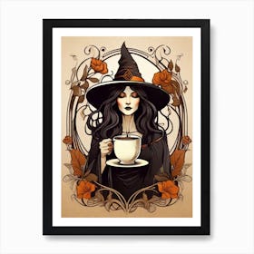 Witch With A Cup Of Coffee 1 Art Print