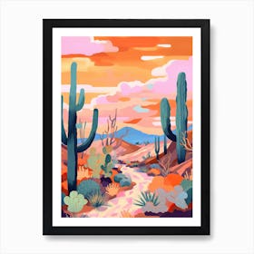 Colourful Desert Illustration 3 Art Print