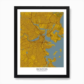Boston Massachusetts Yellow Blue Art Print
