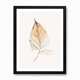 Beech Leaf Minimalist Watercolour Art Print