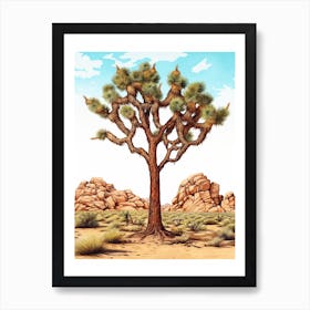 Joshua Tree In Water Color Style (3) Art Print