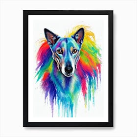 Greyhound Rainbow Oil Painting Dog Art Print