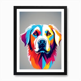 Golden Retriever, colorful dog illustration, dog portrait, animal illustration, digital art, pet art, dog artwork, dog drawing, dog painting, dog wallpaper, dog background, dog lover gift, dog décor, dog poster, dog print, pet, dog, vector art, dog art. Art Print