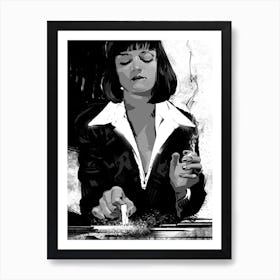 Pulp Fiction Tarantino Mia BW Art Print