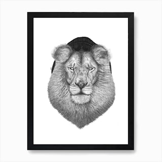 Lion In Hat Art Print