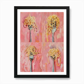 Pasta Forks Kitchen Spaghetti Lover Girly Pink Aesthetic Art Print