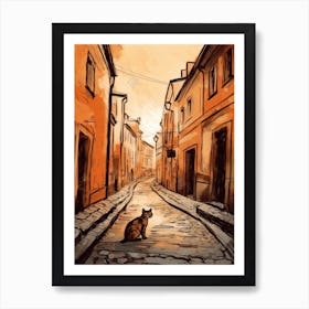 Painting Of Prague With A Cat Drawing 4 Art Print