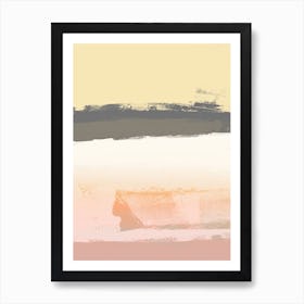 Subtle Yellow Peach Expressive Abstract Art Print