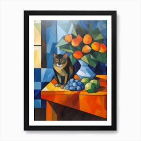Hydrangea With A Cat 2 Cubism Picasso Style Art Print