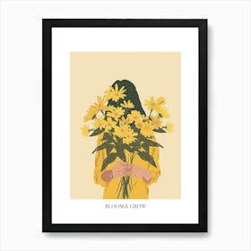 Bloom And Grow Spring Girl With Yellow Flowers 7 Art Print