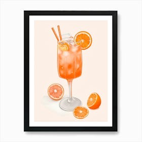 Aperol With Ice And Orange Watercolor Vertical Composition 11 Art Print