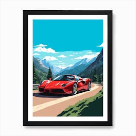 A Ferrari Enzo In The Route Des Grandes Alpes Illustration 1 Art Print