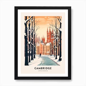 Vintage Winter Travel Poster Cambridge United Kingdom 1 Art Print