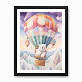 Baby Polar Bear 3 In A Hot Air Balloon Art Print