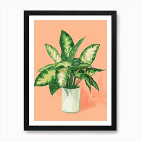 Dieffenbachia Plant Minimalist Illustration 7 Art Print
