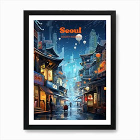 Seoul South Korea Street Modern Travel Illustration Art Print