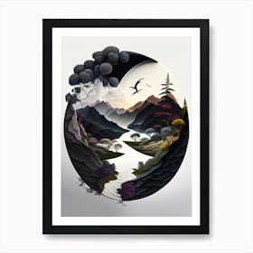 Landscapes 1, Yin and Yang Illustration Art Print