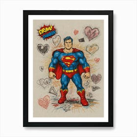 Superman - Love Art Print