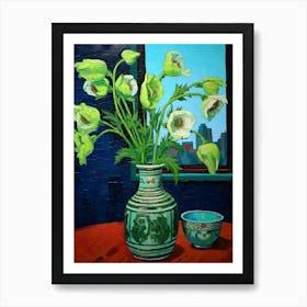 Flowers In A Vase Still Life Painting Aconitum 2 Art Print