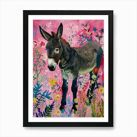 Floral Animal Painting Donkey 4 Art Print