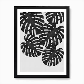 Monstera Leaf Black & White I Art Print