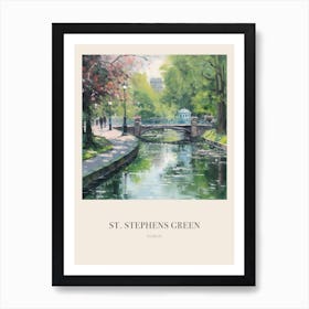 St Stephens Green Dublin 3 Vintage Cezanne Inspired Poster Art Print