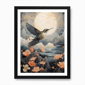 Hummingbird 3 Gold Detail Painting Art Print
