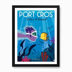 Port Cros Parc National Poster Blue Art Print