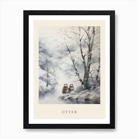 Winter Watercolour Otter Poster Art Print