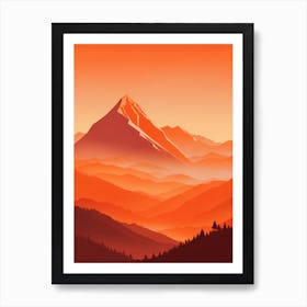 Misty Mountains Vertical Composition In Orange Tone 248 Art Print