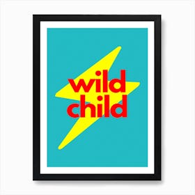 Wild Child Lightning Bolt Red Art Print