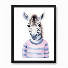 Baby Animal Watercolour Zebra 2 Art Print