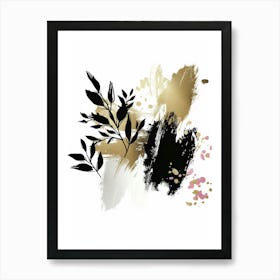 Black And Gold Brush Strokes 5 Affiche