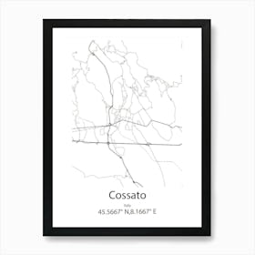 Cossato,Italy Minimalist Map Art Print