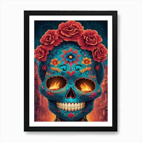 Day Of The Dead Skull 2 Art Print