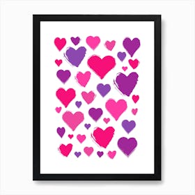 Purple Love Hearts Art Print