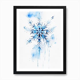 Frozen, Snowflakes, Minimalist Watercolour 2 Art Print