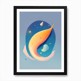 Comet Tail Kawaii Kids Space Art Print