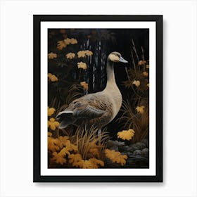 Dark And Moody Botanical Goose 3 Art Print