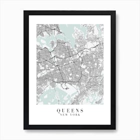 Queens New York Street Map Minimal Color Art Print