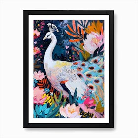 White Peacock Painting 3 Art Print