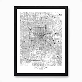 Houston Texas White Black Art Print