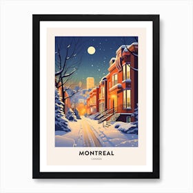 Winter Night  Travel Poster Montreal Canada 4 Art Print