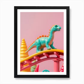 Pastel Toy Dinosaur On A Rollercoaster 1 Art Print