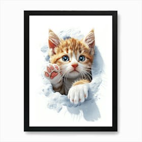 Kitten In The Snow Art Print