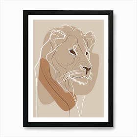 Lion - Boho, Line Art 4 Art Print