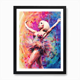 Woman Dancing Disco Ball Geometric 1 Art Print