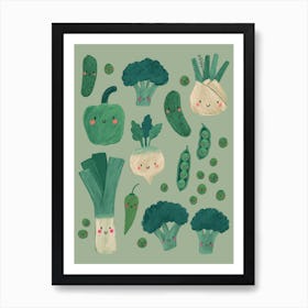 Happy Veg Eat Your Greens Art Print